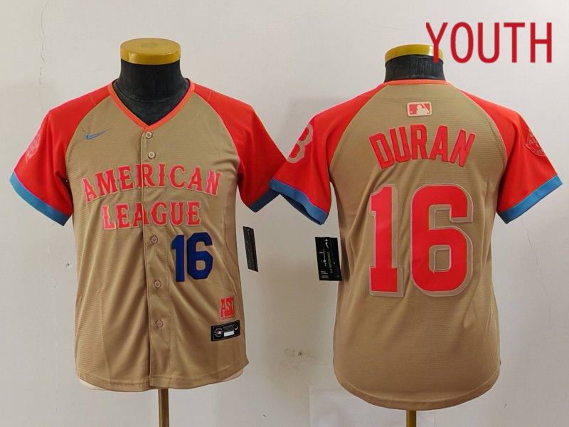 Youth Boston Red Sox #16 Duran Orange All star 2024 Nike MLB Jersey style 2